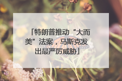 特朗普推动“大而美”法案，马斯克发出最严厉威胁