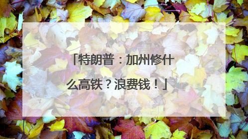 特朗普：加州修什么高铁？浪费钱！