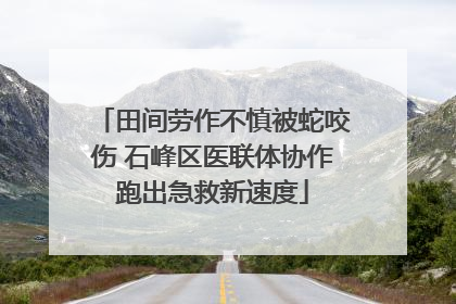 田间劳作不慎被蛇咬伤 石峰区医联体协作跑出急救新速度