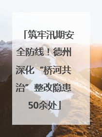 筑牢汛期安全防线！德州深化“桥河共治”整改隐患50余处