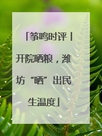 筝鸣时评丨开院晒粮，潍坊“晒”出民生温度