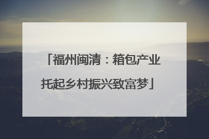 福州闽清：箱包产业托起乡村振兴致富梦