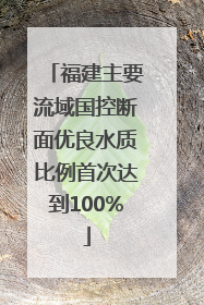 福建主要流域国控断面优良水质比例首次达到100%