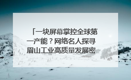 一块屏幕掌控全球第一产能？网络名人探寻眉山工业高质量发展密码｜网络名人四川行