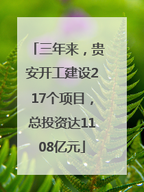 三年来，贵安开工建设217个项目，总投资达1108亿元