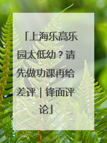 上海乐高乐园太低幼？请先做功课再给差评｜锋面评论