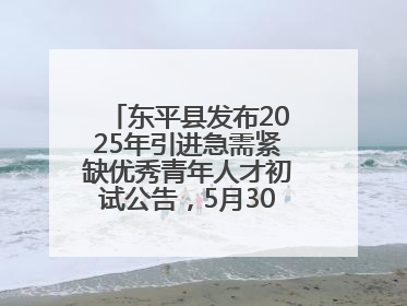 东平县发布2025年引进急需紧缺优秀青年人才初试公告，5月30日开展面谈