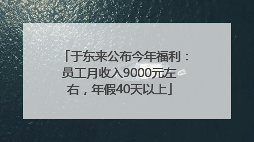 于东来公布今年福利：员工月收入9000元左右，年假40天以上
