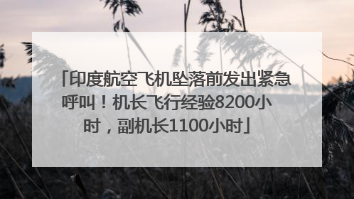 印度航空飞机坠落前发出紧急呼叫！机长飞行经验8200小时，副机长1100小时