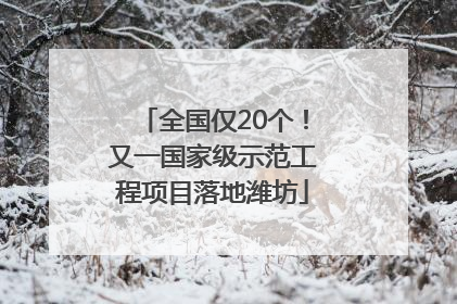 全国仅20个！又一国家级示范工程项目落地潍坊