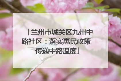 兰州市城关区九州中路社区：落实惠民政策 传递中路温度