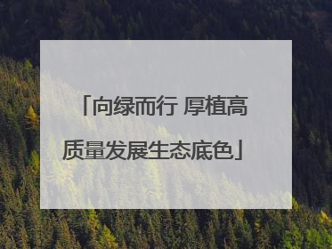 向绿而行 厚植高质量发展生态底色