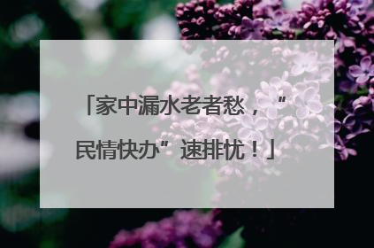 家中漏水老者愁，“民情快办”速排忧！