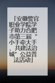 安徽警官职业学院学子助力合肥市第三届“小手牵大手、共建法治城”公益普法活动