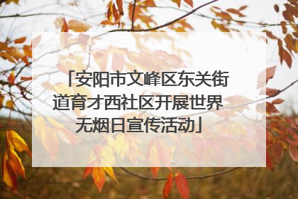 安阳市文峰区东关街道育才西社区开展世界无烟日宣传活动