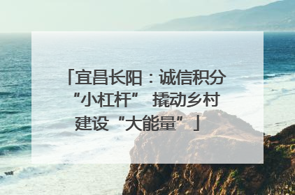 宜昌长阳：诚信积分“小杠杆” 撬动乡村建设“大能量”