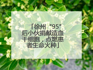 徐州“95”后小伙捐献造血干细胞，点燃患者生命火种