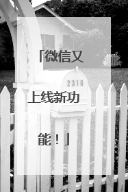 微信又上线新功能！