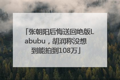 张朝阳后悔送回绝版Labubu，胡润称没想到能拍到108万