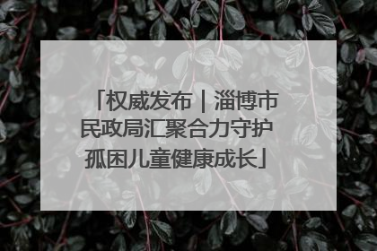权威发布｜淄博市民政局汇聚合力守护孤困儿童健康成长