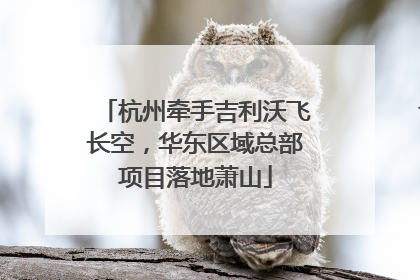 杭州牵手吉利沃飞长空，华东区域总部项目落地萧山