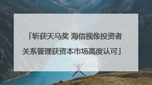 斩获天马奖 海信视像投资者关系管理获资本市场高度认可