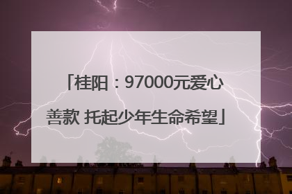 桂阳：97000元爱心善款 托起少年生命希望