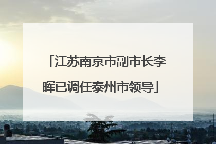 江苏南京市副市长李晖已调任泰州市领导