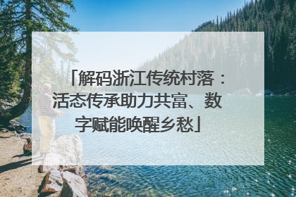 解码浙江传统村落：活态传承助力共富、数字赋能唤醒乡愁