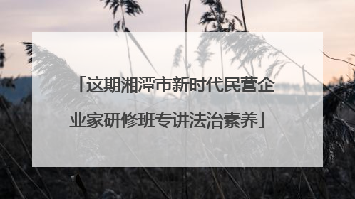 这期湘潭市新时代民营企业家研修班专讲法治素养