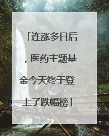连涨多日后，医药主题基金今天终于登上了跌幅榜