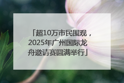 超10万市民围观，2025年广州国际龙舟邀请赛圆满举行