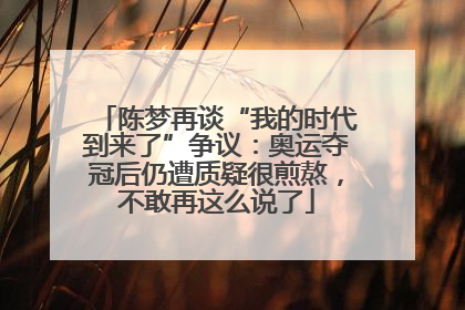 陈梦再谈“我的时代到来了”争议：奥运夺冠后仍遭质疑很煎熬，不敢再这么说了