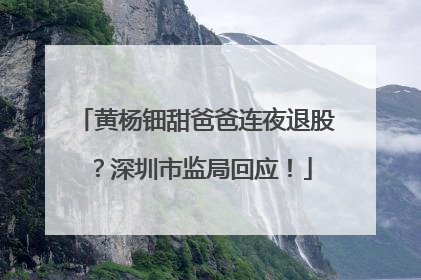 黄杨钿甜爸爸连夜退股？深圳市监局回应！