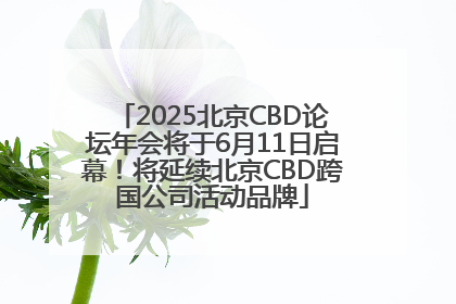 2025北京CBD论坛年会将于6月11日启幕！将延续北京CBD跨国公司活动品牌