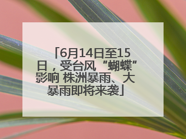 6月14日至15日，受台风“蝴蝶”影响 株洲暴雨、大暴雨即将来袭