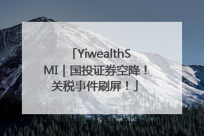 YiwealthSMI｜国投证券空降！关税事件刷屏！
